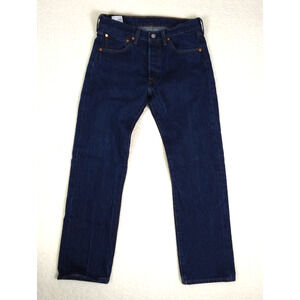 Levis 501 Mens Jeans 32x32 Button Fly Original Straight Fit Jeans Dark Wash